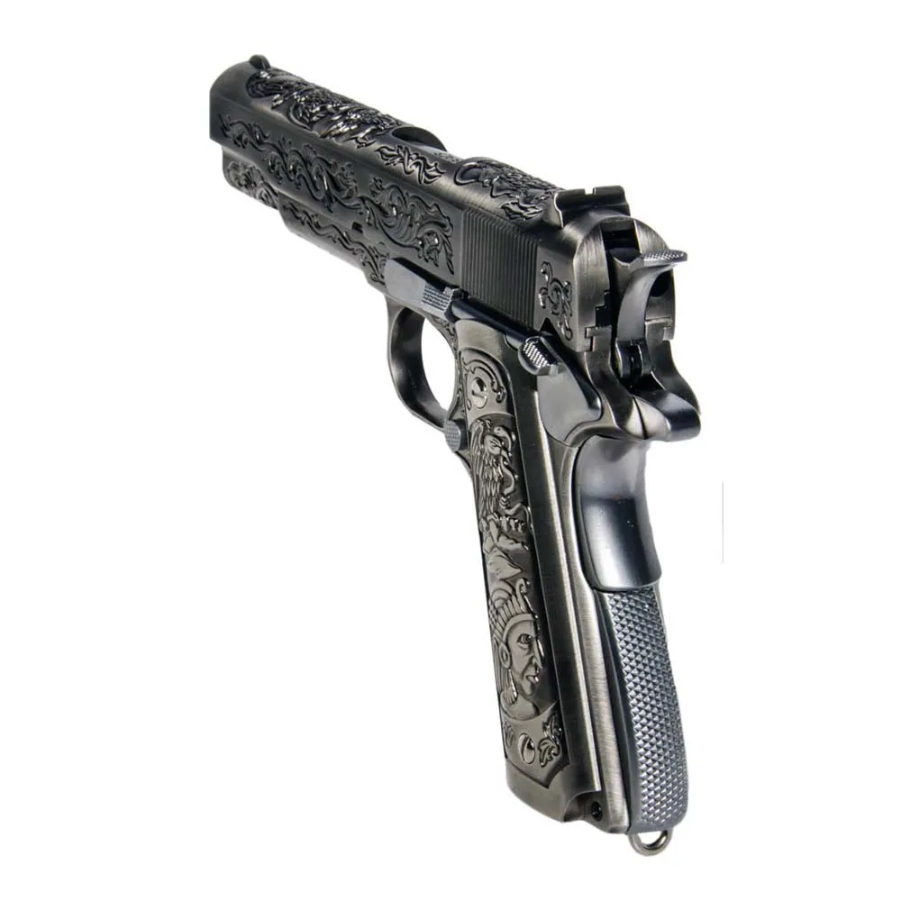 Пистолет газовый WE Colt 1911, хром, гравировка