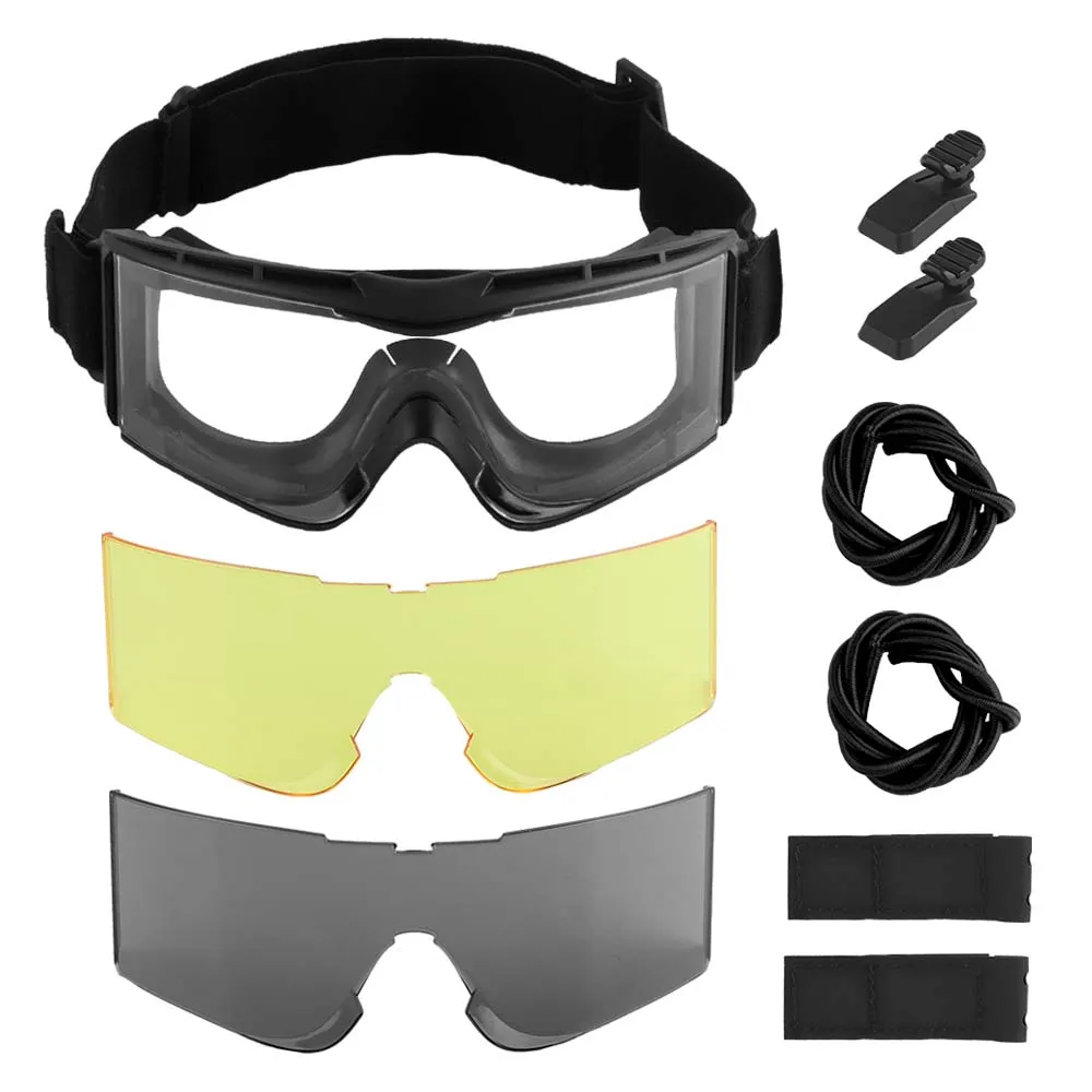 Очки тактические WOSPORT W810 Tactical Goggle Set 3 линзы (Черный)