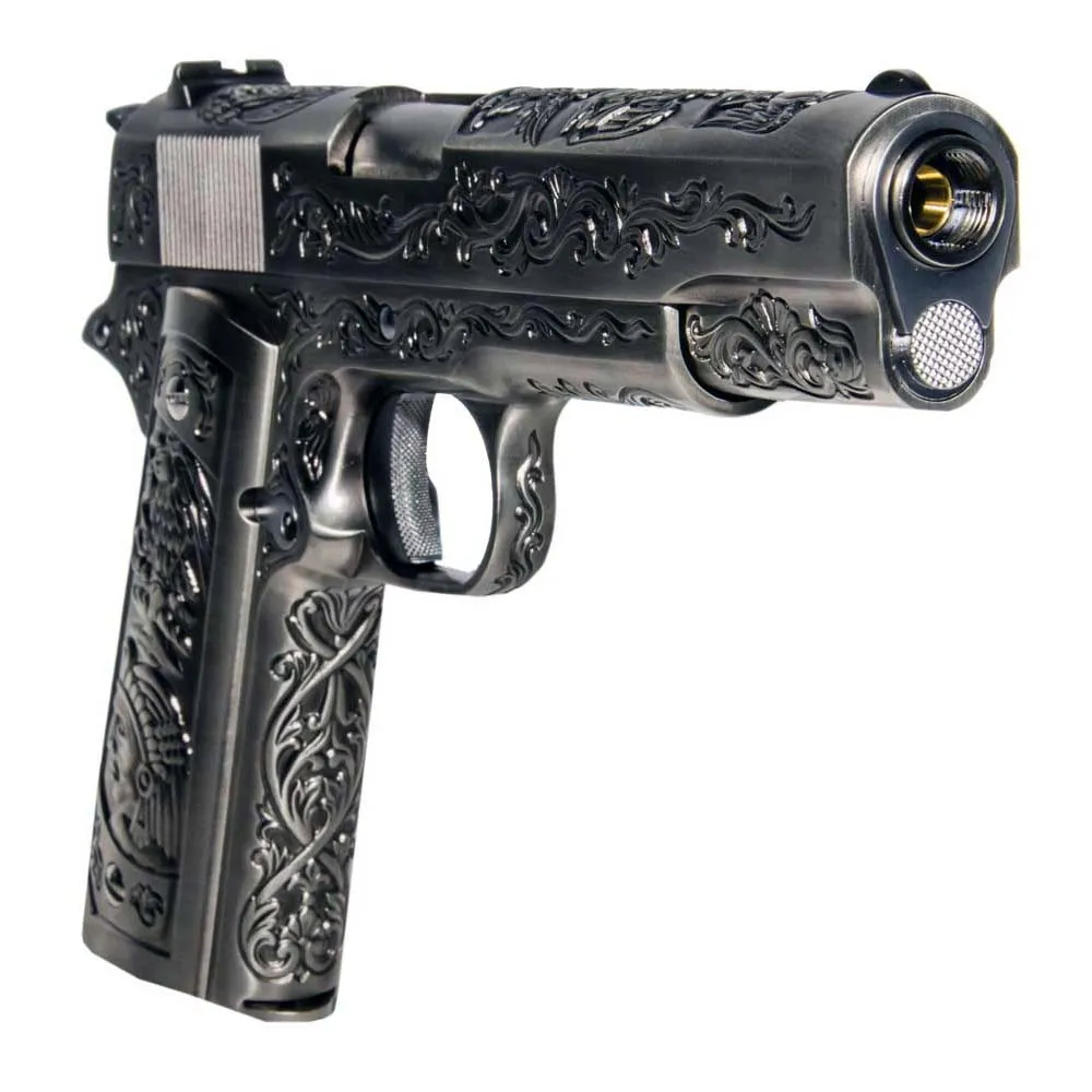 Пистолет газовый WE Colt 1911, хром, гравировка