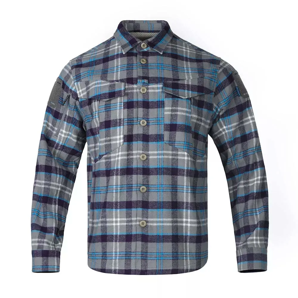 Рубашка EmersonGear Blue Label Longicorn Flannel  (Blue Gray Grid, 2XL)