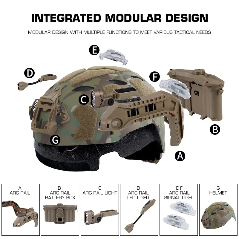 Шлем WOSPORT Modular ARC Rail SF Helmet Set (Multicam, HL-40R-MC)