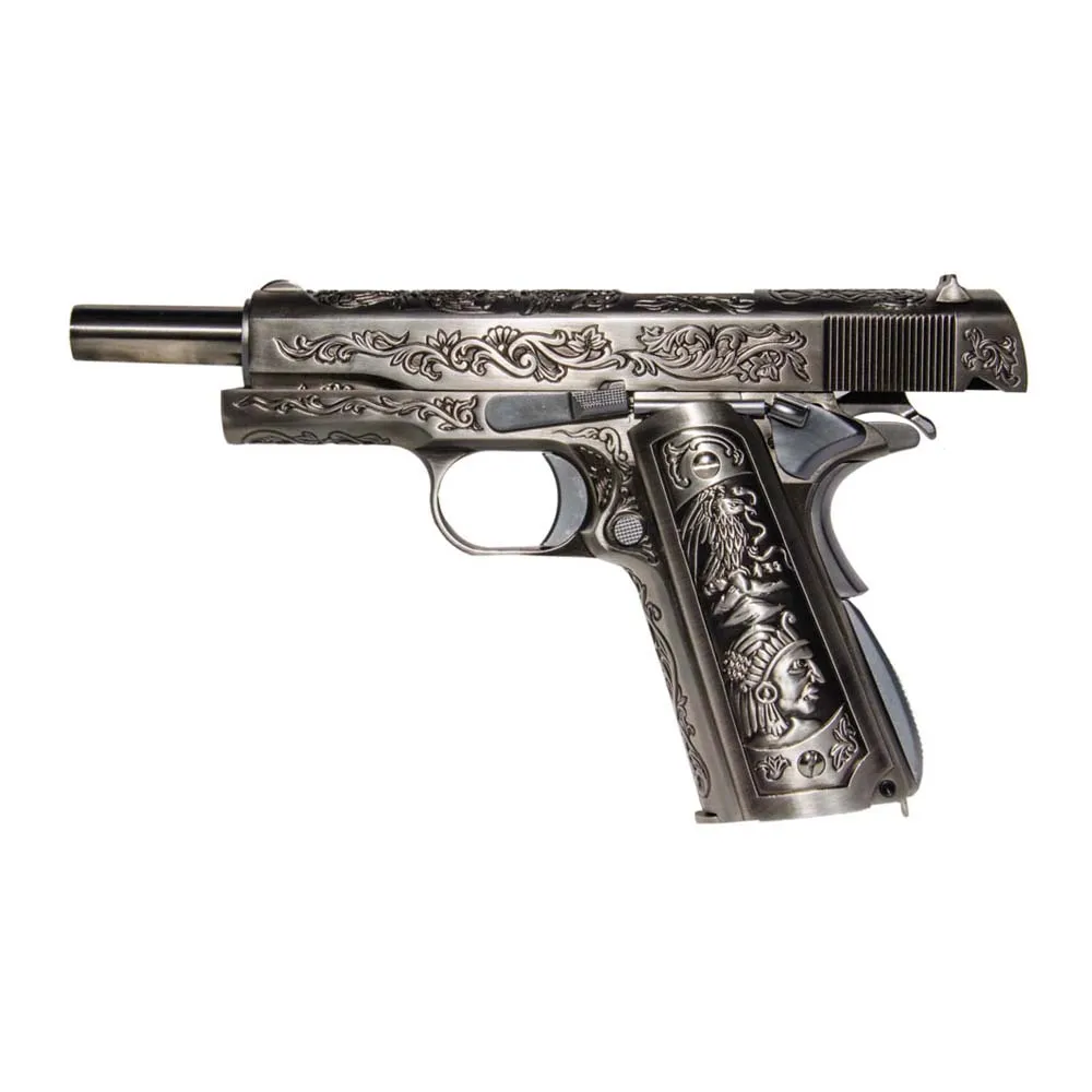 Пистолет газовый WE Colt 1911, хром, гравировка