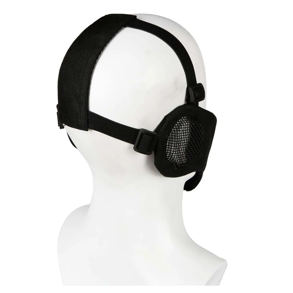 Маска на нижнюю часть лица и уши WOSPORT Tactical Glory Mask, ткань/сетка (Черный)