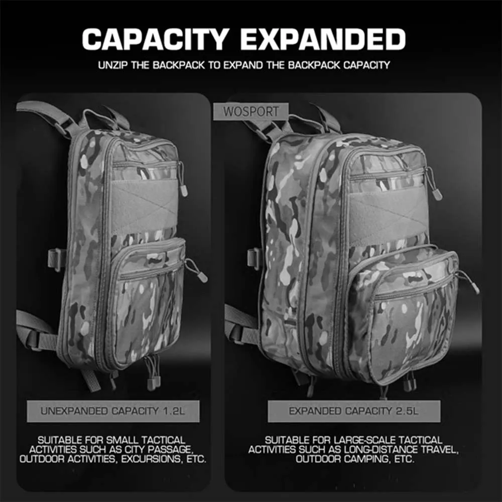 Рюкзак WOSPORT Variable Capacity Tactical Backpack, 12 л., регулируемый объём (Multicam Black)