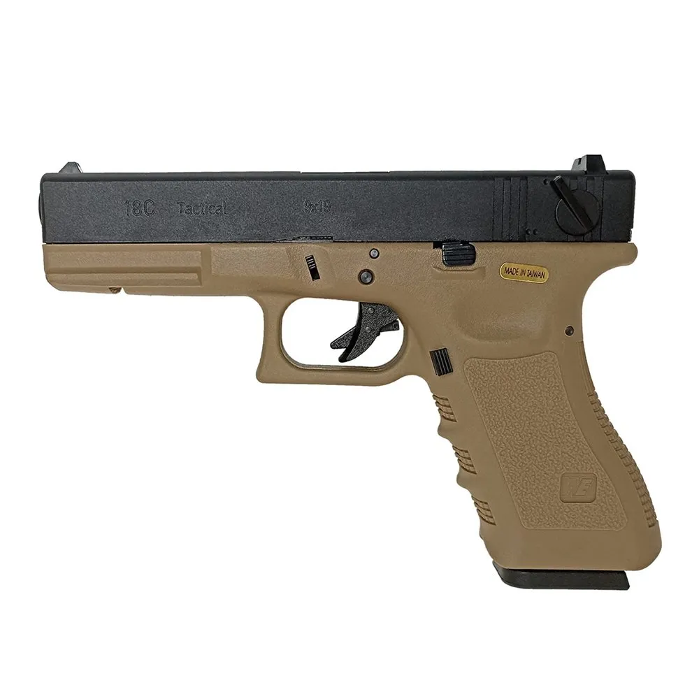 Пистолет газовый WE Glock 18C Gen.3, авто, тан