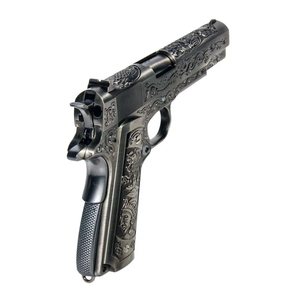 Пистолет газовый WE Colt 1911, хром, гравировка