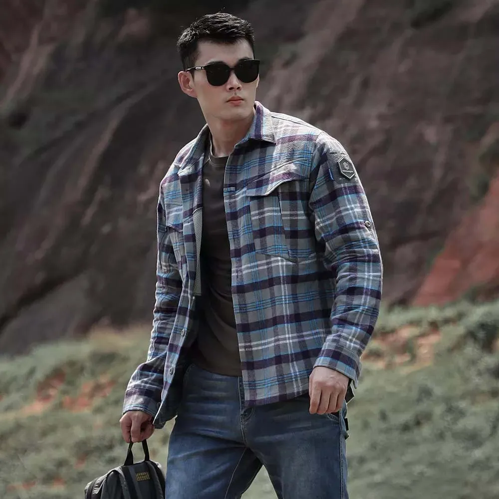 Рубашка EmersonGear Blue Label Longicorn Flannel  (Blue Gray Grid, 2XL)