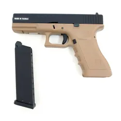 Пистолет газовый KJWorks Glock 17, тан
