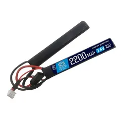 Аккумулятор 7.4В 2200мАч 2-разд.LiPo 15С BlueMAX мини-разъем /102*20*12