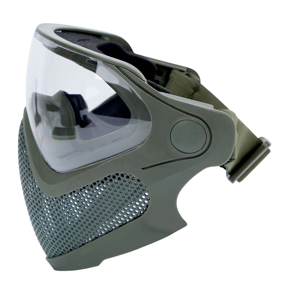 Маска защитная полнолицевая WOSPORT Pilot стальная сетка (Олива)