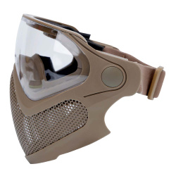 Маска защитная полнолицевая WOSPORT Pilot стальная сетка (Тан)