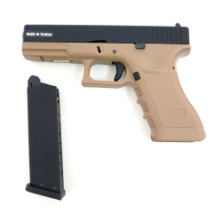 Пистолет газовый KJWorks Glock 17, тан Пистолет газовый KJWorks Glock 17, тан