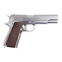 Пистолет газовый WE Colt 1911, хром/коричн.накладки Пистолет газовый WE Colt 1911, хром/коричн.накладки