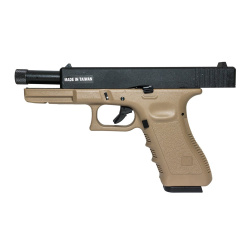 Пистолет газовый KJWorks Glock 17, резьб. п/глушитель, тан Пистолет газовый KJWorks Glock 17, резьб. п/глушитель, тан