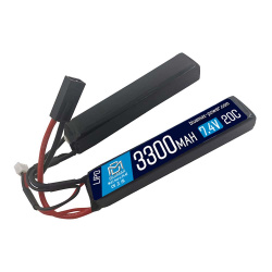 Аккумулятор 7.4В 3300мАч 2-разд LiPo 20С BlueMax мини-разъем /128*21*19