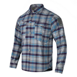 Рубашка тактическая EmersonGear Blue Label Longicorn Flannel  (Blue Gray Grid, 2XL)
