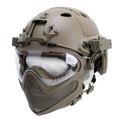 Шлем WOSPORT FAST PJ с очками и маской (Тан, L)