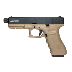 Пистолет газовый KJWorks Glock 17, резьб. п/глушитель, тан Пистолет газовый KJWorks Glock 17, резьб. п/глушитель, тан