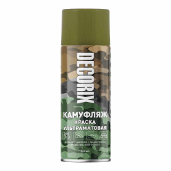 Краска аэрозоль Decorix ультраматовая / оливковый камуфляж 64