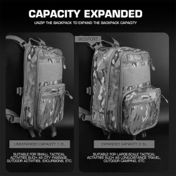 Рюкзак WOSPORT Variable Capacity Tactical Backpack, 12 л., регулируемый объём (Черный) Рюкзак WOSPORT Variable Capacity Tactical Backpack, 12 л., регулируемый объём (Черный)