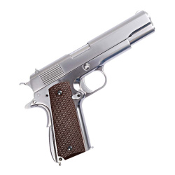 Пистолет газовый WE Colt 1911, хром/коричн.накладки Пистолет газовый WE Colt 1911, хром/коричн.накладки