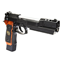 Пистолет газовый WE Beretta M9, Biohazard, Samurai Edge S.T.A.R.S., Long, коричневые накладки Пистолет газовый WE Beretta M9, Biohazard, Samurai Edge S.T.A.R.S., Long, коричневые накладки
