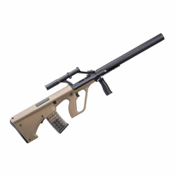 Штурмовая винтовка Snow Wolf AUG A1 с глушителем, тан Штурмовая винтовка Snow Wolf AUG A1 с глушителем, тан