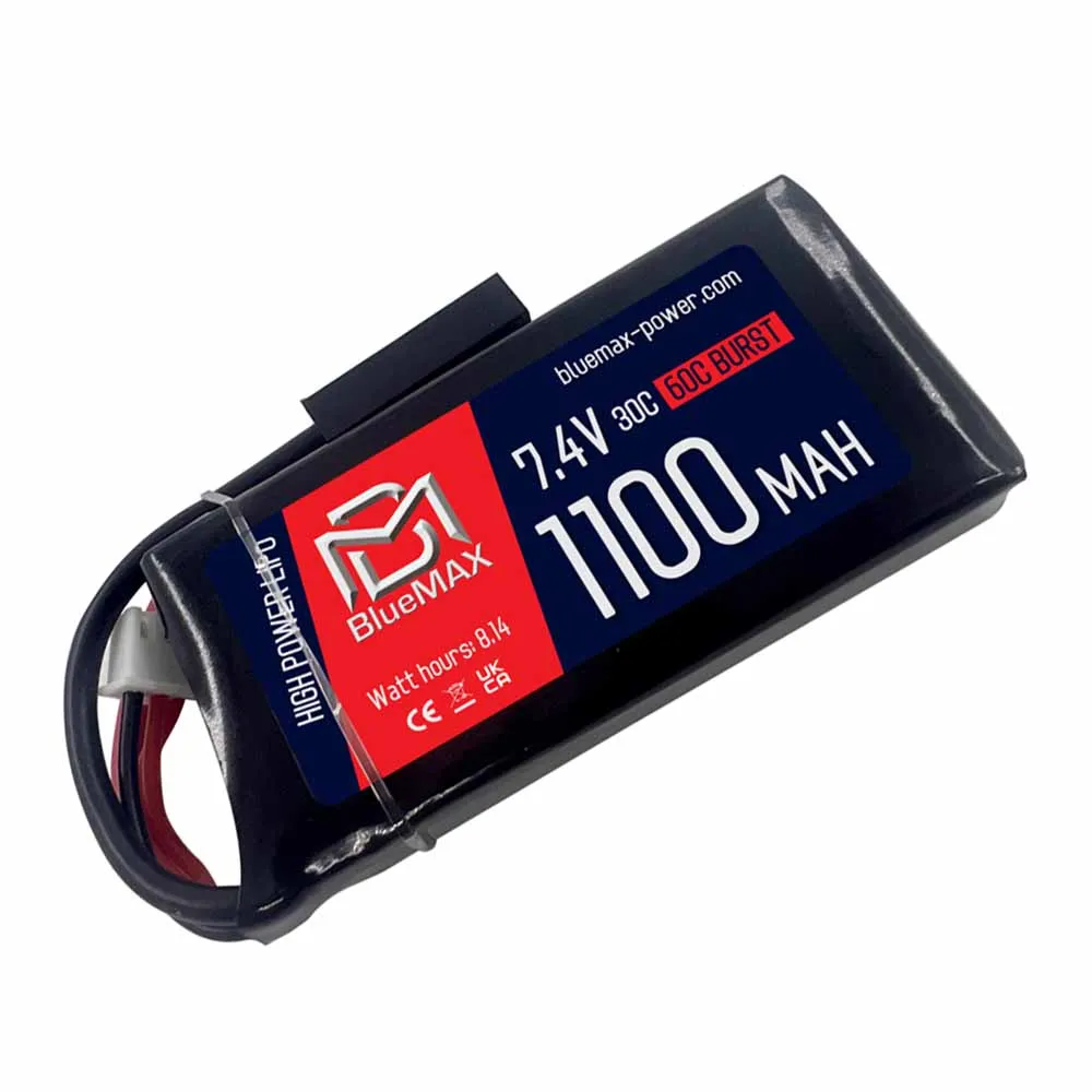 Аккумулятор 7.4В 1100мАч мини-тип LiPo 30С BlueMax мини-разъем /73*34*11